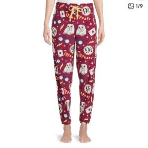 Wizarding world of Harry Potter hedwig Women's Maroon fleece Pajama Pants